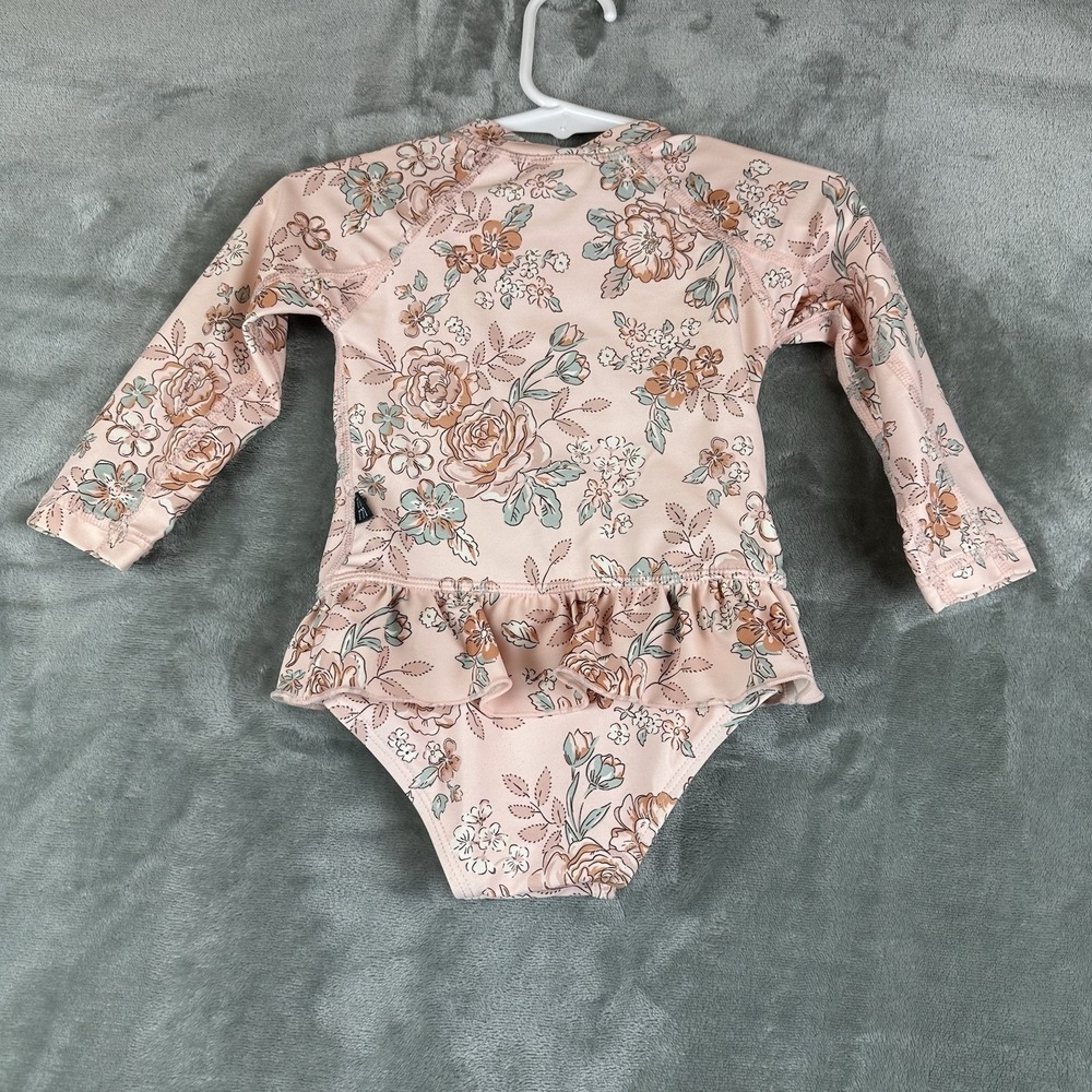 Modern Moments Gerber Swimsuit Girls 12 M Pink Floral Ruffle Long Sleeve Zip NEW - Picture 6 of 6